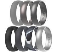 ThunderFit Unisex Silicone Wedding Rings, Rubber Engagement Bands, Variety Multipack 1,4,7, 9.5 - 10 (20.20mm), Silicone, No Gemstone