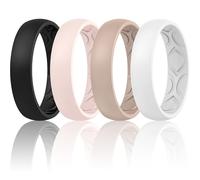 ThunderFit Women Breathable Air Grooves Silicone Wedding Bands Promise Rings 5.5mm Wide 1.8mm Thick - 1/4/8/12 Variety Multipack, 6.5 - 7 (17.35mm), Silicone, No Gemstone