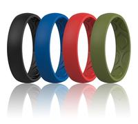 ThunderFit Women Breathable Air Grooves Silicone Wedding Bands Promise Rings 5.5mm Wide 1.8mm Thick - 1/4/8/12 Variety Multipack, 6.5 - 7 (17.35mm), Silicone, No Gemstone