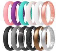 ThunderFit Women Breathable Eternity Pattern Silicone Wedding Ring Wedding Bands Anniversary Rings 4mm Width,1.5mm Thickness,12 rings,8 Rings,4 Rings,1 Ring, 8.5,9 (18.9mm), Silicone, No Gemstone