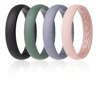 ThunderFit Women Breathable Eternity Pattern Silicone Wedding Ring Wedding Bands Anniversary Rings 4mm Width,1.5mm Thickness,12 rings,8 Rings,4 Rings,1 Ring, 6.5,7 (17.3mm), Silicone, silicone