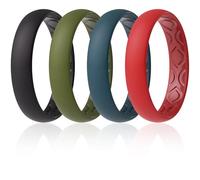 ThunderFit Women Breathable Eternity Pattern Silicone Wedding Ring Wedding Bands Anniversary Rings 4mm Width,1.5mm Thickness,12 rings,8 Rings,4 Rings,1 Ring, 5.5,6 (16.5mm), Silicone, No Gemstone