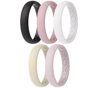 ThunderFit Women Breathable Silicone Bridal Rings Sets For Her, Wedding Bands - 4mm Wide, 1.5mm Thick - 1-12 Variety Multipack, 4.5 - 5 (15.7mm), Silicone, No Gemstone