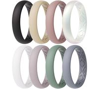 ThunderFit Women Breathable Silicone Bridal Rings Sets For Her, Wedding Bands - 4mm Wide, 1.5mm Thick - 1-12 Variety Multipack, 9.5 - 10 (19.8mm), Silicone, No Gemstone