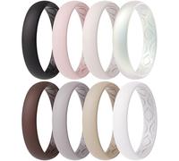 ThunderFit Women Breathable Silicone Promise Rings For Her Wedding Bands - 4mm Wide, 1.5mm Thick - 1-12 Variety Multipack, 10.5 - 11 (20.6mm), Silicone, No Gemstone
