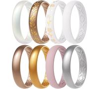 ThunderFit Women Breathable Silicone Promise Rings For Her Wedding Bands - 4mm Wide, 1.5mm Thick - 1-12 Variety Multipack, 7.5 - 8 (18.2mm), Silicone, No Gemstone
