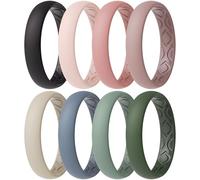 ThunderFit Women Breathable Silicone Promise Rings For Her Wedding Bands - 4mm Wide, 1.5mm Thick - 1-12 Variety Multipack, 4.5 - 5 (15.7mm), Silicone, No Gemstone