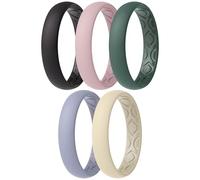 ThunderFit Women Breathable Silicone Promise Rings For Her Wedding Bands - 4mm Wide, 1.5mm Thick - 1-12 Variety Multipack, 4.5 - 5 (15.7mm), Silicone, No Gemstone