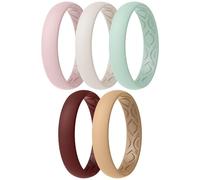 ThunderFit Women Breathable Silicone Promise Rings For Her Wedding Bands - 4mm Wide, 1.5mm Thick - 1-12 Variety Multipack, 10.5 - 11 (20.6mm), Silicone, No Gemstone