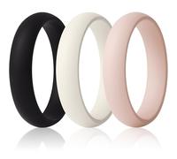 ThunderFit Women’s Silicone Bridal Ring Sets, 5.5mm Wide, 2mm Thick, Wedding Rubber Bands, Variety Multipack 1-12, 3.5 - 4 (14.90mm), Silicone, No Gemstone