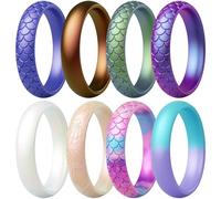 ThunderFit Women’s Silicone Engagement Rings, 5.5mm Wide, 2.1mm Thick, Wedding Rubber Bands, Variety Multipack 2/3/4/7, 9.5 - 10 (20.20mm), Silicone, No Gemstone