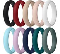 ThunderFit Women’s Silicone Engagement Rings, 5.5mm Wide, 2mm Thick, Wedding Rubber Bands, Variety Multipack 1-12, 10.5 - 11 (21.00mm), Silicone, No Gemstone