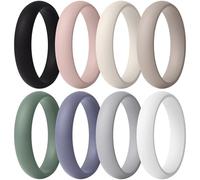 ThunderFit Women’s Silicone Engagement Rings, 5.5mm Wide, 2mm Thick, Wedding Rubber Bands, Variety Multipack 1-8, 10.5 - 11 (21.00mm), Silicone, No Gemstone