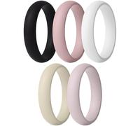 ThunderFit Women’s Silicone Engagement Rings, 5.5mm Wide, 2mm Thick, Wedding Rubber Bands, Variety Multipack 1-8, 10.5 - 11 (21.00mm), Silicone, No Gemstone
