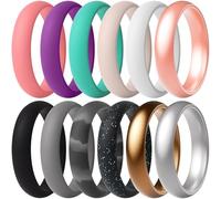 ThunderFit Women’s Silicone Engagement Rings, 5.5mm Wide, 2mm Thick, Wedding Rubber Bands, Variety Multipack 1-8, 10.5 - 11 (21.00mm), Silicone, No Gemstone
