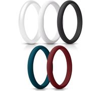 ThunderFit Women’s Silicone Thin and Stackable Bridal Ring Sets, Silicone Wedding Bands, 2.5mm Wide 2mm Thick, Variety Multipack 1-12, 3.5 - 4 (14.9mm), Silicone, No Gemstone