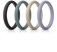 ThunderFit Women’s Silicone Thin and Stackable Bridal Ring Sets, Silicone Wedding Bands, 2.5mm Wide 2mm Thick, Variety Multipack 1-12, 7.5 - 8 (18.2mm), Silicone, No Gemstone