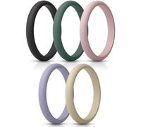 ThunderFit Women’s Silicone Thin and Stackable Bridal Ring Sets, Silicone Wedding Bands, 2.5mm Wide 2mm Thick, Variety Multipack 1-12, 3.5 - 4 (14.9mm), Silicone, No Gemstone