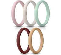 ThunderFit Women’s Silicone Thin and Stackable Bridal Ring Sets, Silicone Wedding Bands, 2.5mm Wide 2mm Thick, Variety Multipack 1-12, 3.5 - 4 (14.9mm), Silicone, No Gemstone