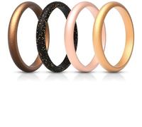 ThunderFit Women’s Silicone Thin and Stackable Bridal Ring Sets, Silicone Wedding Bands, 2.5mm Wide 2mm Thick, Variety Multipack 1-10, 4.5 - 5 (15.7mm), Silicone, No Gemstone