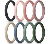 ThunderFit Women’s Silicone Thin and Stackable Bridal Ring Sets, Silicone Wedding Bands, 2.5mm Wide 2mm Thick, Variety Multipack 1-12, 3.5 - 4 (14.9mm), Silicone, No Gemstone