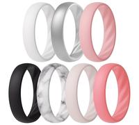 ThunderFit Women’s Silicone Wedding Rings - 5.5mm Wide, 2mm Thick Bridal Set of 7, Rubber Engagement Bands, 12.5 - 13 (22.33mm), Silicone, No Gemstone