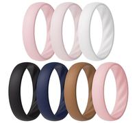 ThunderFit Women’s Silicone Wedding Rings - 5.5mm Wide, 2mm Thick Bridal Set of 7, Rubber Engagement Bands, 3.5 - 4 (14.90mm), Silicone, No Gemstone