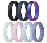 ThunderFit Women’s Silicone Wedding Rings - 5.5mm Wide, 2mm Thick Bridal Set of 7, Rubber Engagement Bands, 4.5 - 5 (15.70mm), Silicone, No Gemstone