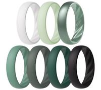 ThunderFit Women’s Silicone Wedding Rings - 5.5mm Wide, 2mm Thick Bridal Set of 7, Rubber Engagement Bands, 7.5 - 8 (18.20mm), Silicone, No Gemstone
