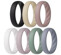 ThunderFit Women’s Silicone Wedding Rings - 5.5mm Wide, 2mm Thick Bridal Set of 7, Rubber Engagement Bands, 6.5 - 7 (17.35mm), Silicone, No Gemstone