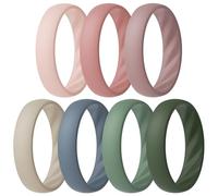 ThunderFit Women’s Silicone Wedding Rings - 5.5mm Wide, 2mm Thick Bridal Set of 7, Rubber Engagement Bands, 11.5 - 12 (21.30mm), Silicone, No Gemstone