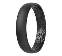 ThunderFit Women Silicone Wedding Rings, Breathable Leaf Cross Pattern Engagement Bands 4mm Wide 1.5mm Thick - 1/4 Variety Multipack, 10.5 - 11 (20.6mm), Silicone, No Gemstone
