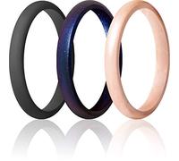 ThunderFit Women's Thin and Stackable Silicone Rings Wedding Bands - 2.5mm Width - 1.8mm Thick 6.5 - 7 (17.3mm)