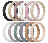 ThunderFit Womens Thin Swivel Silicone Wedding Bands, Stackable Rubber Engagement Rings 2.5mm Wide 2mm Thick - 1/4/8/10 Variety Multipack, 9.5 - 10 (19.8mm), Silicone, No Gemstone