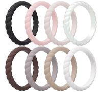 ThunderFit Womens Thin Swivel Silicone Wedding Bands, Stackable Rubber Engagement Rings 2.5mm Wide 2mm Thick - 1/4/8/10 Variety Multipack, 10.5 - 11 (20.6mm), Silicone, No Gemstone