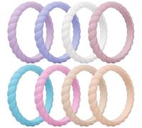 ThunderFit Womens Thin Swivel Silicone Wedding Bands, Stackable Rubber Engagement Rings 2.5mm Wide 2mm Thick - 1/4/8/10 Variety Multipack, 9.5 - 10 (19.8mm), Silicone, No Gemstone