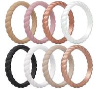 ThunderFit Womens Thin Swivel Silicone Wedding Bands, Stackable Rubber Engagement Rings 2.5mm Wide 2mm Thick - 1/4/8/10 Variety Multipack, 8.5 - 9 (18.9mm), Silicone, No Gemstone