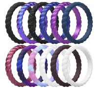 ThunderFit Womens Thin Swivel Silicone Wedding Bands, Stackable Rubber Engagement Rings 2.5mm Wide 2mm Thick - 1/4/8/10 Variety Multipack, 9.5 - 10 (19.8mm), Silicone, No Gemstone