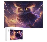 Thundering Owl Storms Over The Sea: Holiday-Season Gift, 300 PCS Displayable Picture Puzzle - to Assemble, Frame And Display
