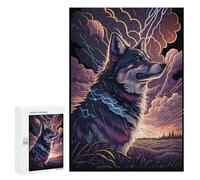 Thundering Wolf in Stormy Sky - Adult Tabletop Puzzle, 300 PCS, Winter Gift - for Mindful Leisure