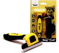 Thunderpaws Deshedding Tool for Dogs, Cats, Horses | D-Shedz Undercoat Grooming Brush for Short or Long Hair, Small, Medium & Large Breeds - Stainless Steel Comb