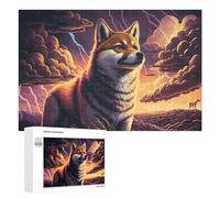Thunderstorm Adventure Shiba Inu's Journey Jigsaw Puzzle, 1000 Piece
