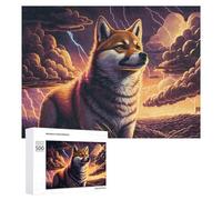 Thunderstorm Adventure Shiba Inu's Journey Jigsaw Puzzle, 500 Piece