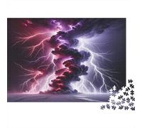 Thunderstorm Cloud Night Sky 1000 Piece Jigsaw Puzzle Paper for Adults Lightning Storm Scene Puzzle Game for Family Home Decor Gift 52x38cm/1000pcs