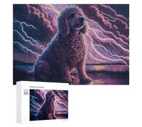 Thunderstorm Dog Art Print - Displayable Picture Puzzle, 300 PCS, New Year Decoration, with A Decorative Finished Picture