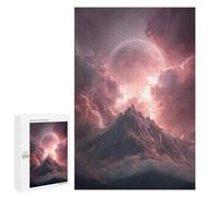 Thunderstorm Mountain with Full Moon Puzzle 1000 Teile Schwer Puzzle Spielzeug Lernspiel Impossible Herausforderungsspielzeug Für Erwachsene Kinder 1000 PCS