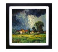 Thunderstorm Neo Impressionism Framed Wall Art Print 18x18 Inch Black