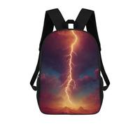 Thunderstorm with Lightning Strike Backpack, 3D Printed School Bag, School Lunch Bag, Travel Backpack, Friends Backpack, School Backpack for Girls And Boys 17inch