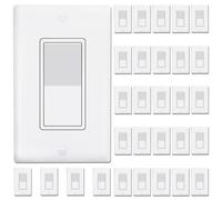 Thunderway 30 Pack Light Switch with Wall Plates- 3-Way Decorator Paddle Rocker Light Switch with Cover Plate, Grounding Screw, Residential Grade, 15A 120V/277V, Glossy White