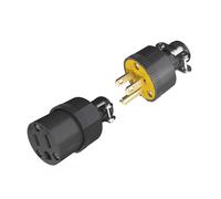 ThunderWay Electrical Replacement Plug & Connector Set, Extension Cord Ends Male and Female Black Shell, 15A 125V 2Pole 3Wire, Straight Blade Plug Grounding Type, NEMA 5-15P & 5-15R, 3-Prong -1 Set